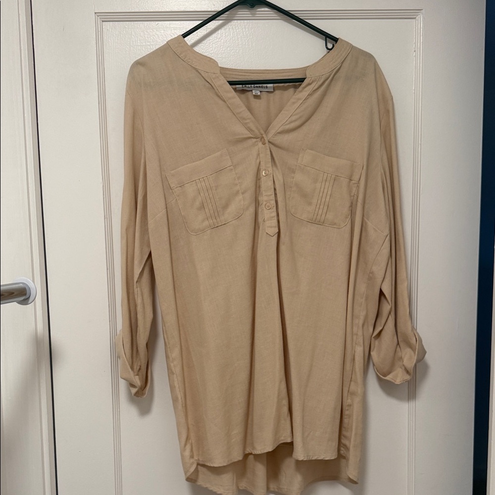 Elegant Beige Button-Up Blouse